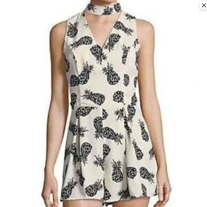 Design Lab Lord & Taylor Cream and Black Pineapple Romper